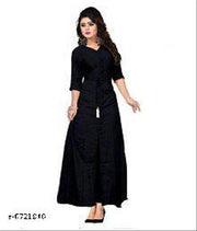 Women Rayon Front Slit Solid Kurti