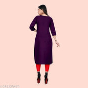 Solid Pack of 4 Casual Ethnic Plain A-Line American Crepe Fabric Light Weight Kurtis For Daily Use in Low Price