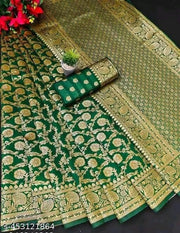 NEW Soft Bnarasi Silk  Saree with Unique Blouse Piece