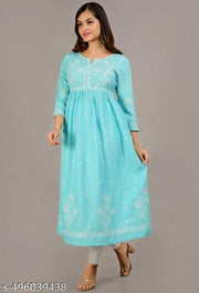 Chikankari anarkali embroidery work kurti