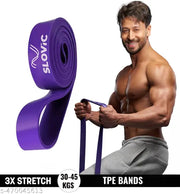 SLOVIC TPE Bands for Workout | Pull Up & Stretching | Heavy Duty Material | Resistance Band for Home Workouts & Stretching Bands for Exercise | Gym Equipment for Home Workout | Ideal for Men & Women | Purple | Strength 30-45 Kgs