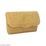 Women designer beaded yellow Clutch For Women.