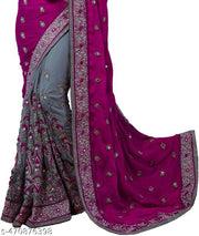 SEMIZOXIS Embroidered, Embellished Bollywood Net, Art Silk Saree