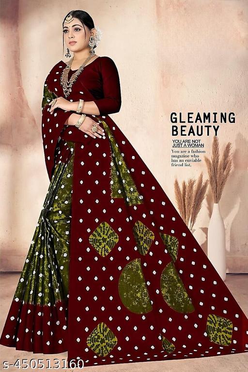Women Pure Cotton Printed Saree for Daily Wear/Office Wear without Blouse Piece