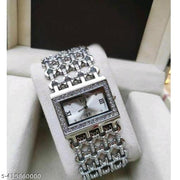 HRV Silver Roman Silver Zali Belt Square Women And Girls Analog Watch