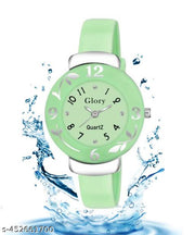 Women Waterproof Analog Watch Rubber Strap Light Green Colour Best For Gifted