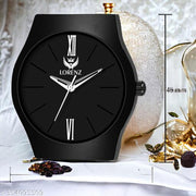 Lorenz Full Black Leather Strap Watch for Men & Boys- MK-2036W