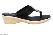 Black Solid Heel Sandals Ladies : Ladies Heels :  Heels & Sandals : Fancy Wedges