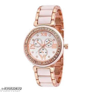 Meena Diamond Ring Analog Metal Body Watch Collection For Girls And Women