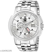 Day & Date Function Watch With Stainless Steel Chain Analog Watch - For Men