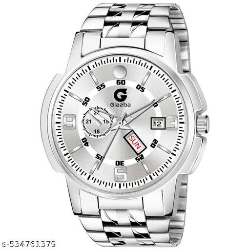 Day & Date Function Watch With Stainless Steel Chain Analog Watch - For Men