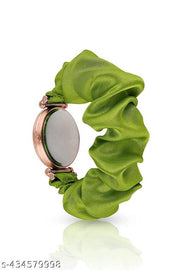 (maroon_pink_green) black flower Dial Ribbiin Strap Watch for Girls_(COMBO-03)
