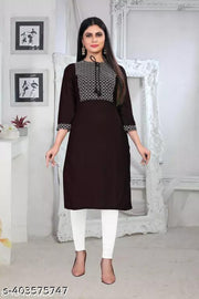 rayon kurti embroidery straight