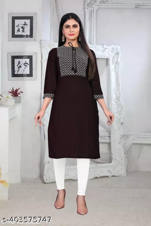 rayon kurti embroidery straight