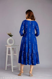 Trending Beautiful  Women Printed Blue Anarkali Kurtis/ Woemen Kurtis | Womens/Girls Printed Anarkali Kurta