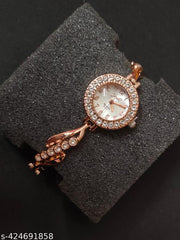 SJE Premium mini Analog watch for ladies stone design rose gold