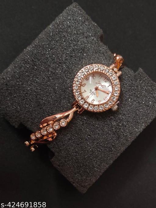 SJE Premium mini Analog watch for ladies stone design rose gold