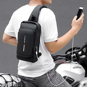 LATIQ MART Crossbody Sling Bag For Men Women, Anti-Theft Fashion Chest Bag with USB Charging Port, Messenger Bags, Waterproof Casual Shoulder Bag