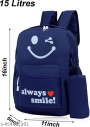 Casaul Smiley printed trending design shoulder college bag for girls with pouch