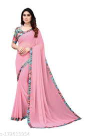 GEORGETTE SAREE WITH BEAUTIFUL LESS BORDER.