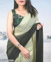 Buy Exquisite Georgette Jari Work Saree With Printed Blouse - Trendy Designs on Meesho