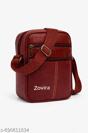 Zovira PU Leather Sling Bag for Men & Women | Stylish Crossbody Bag with 3 Compartments (Brown)Model-113