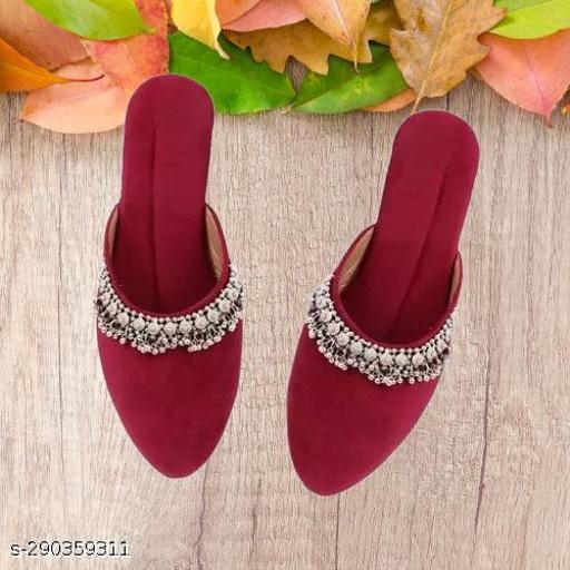 ZadZed Women's Designer Rajasthani Jutti | Velvet Embellished Slip-On Ethnic Footwear for Festive & Casual Wear