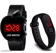 Fashion Kids Digital Date and Time Black Dial LED Watch for Stylish Kids Unisex Birthday Gift Digital Children Watch for Boys & Girls | Pack of 2