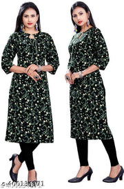 Polyster/Crepe fabric-Women Ethnic Wear Women Crepe Fabric Printed Straight Kurti, Size -S, M, L, XL, XXL, 2XL, XXXL, 3XL, 4XL, 5XL ( New Arrival New Design Fashionable Kurti )