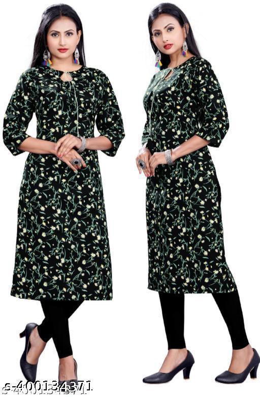 Polyster/Crepe fabric-Women Ethnic Wear Women Crepe Fabric Printed Straight Kurti, Size -S, M, L, XL, XXL, 2XL, XXXL, 3XL, 4XL, 5XL ( New Arrival New Design Fashionable Kurti )