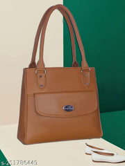 Aljazeera Elegant Smooth Texture Spacious Daily Use Handbag with Front Pocket and Comfortable Handles