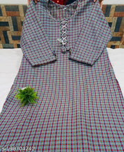 Stylish  Lite Blue Check Woolen Kurti Only