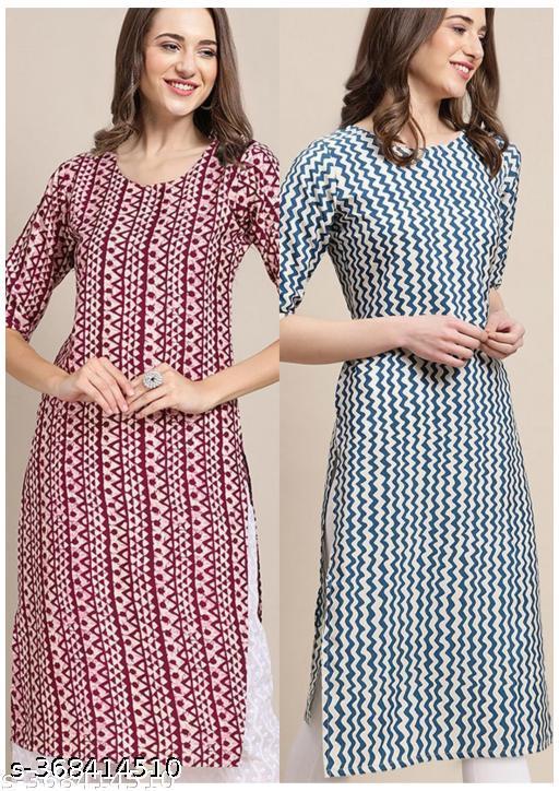 VIRHAN DESIGN PRINTED CREPE RAYON 2 COMBO PACK KURTIS FOR WOMEN