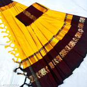 Most Beautiful Elephant Cotton Silk Saree And Running Blouse Piece