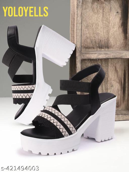 YoloYells Women Sandal outdoor High Heel Sandals Wedges Criss Cross Strips Daily Wear Sandal for Women Embroidery work for special designer