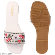 BAMBAM Women's Premium Floral Embroidered Toe Ring Flats for Women | Designer Open Toe Slip-On Casual & Party Wear Footwear