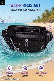 Black Waist Bag for Men Women | Travel Sling Belt Pouch Mobile Cash Money Bag