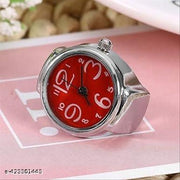 AJS Ring Watch for Women and Men Analog Quartz Watch Arabic Numerals Dial Elastic Band Creative Finger Watch