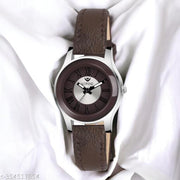 Lorenz Two Tone Dial & Brown Leather Strap Watch for Women & Girls | AS-120A