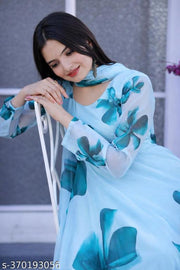 Salasar Stylish Fancy Trendy Printed Georgette Gown For Women For Party Wedding Festival Functios