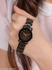 Analog wrist watch black dial watch for girls and women