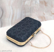 Party Clutch for Women Trendy Black Color Box Clutch with Handle Dulhan purse Bridal Clutch