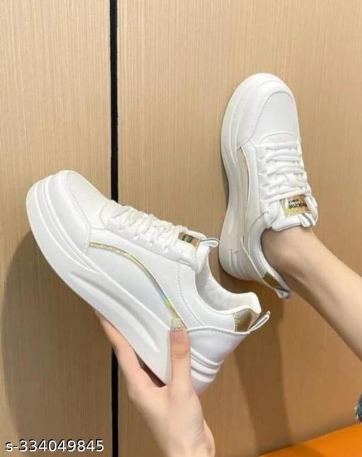 Stylish Gold Casual Sneakers For Women & Girls
