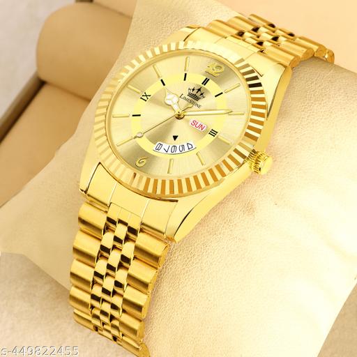 Legacy Series Original Gold Plated Day and Date Functioning | Stylish Chain | Quartz Analog Watch for Boys/ Men