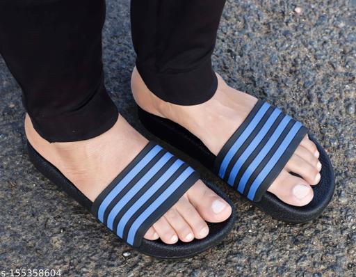 Men's Blue Synthetic Leather Daily Casual Slider