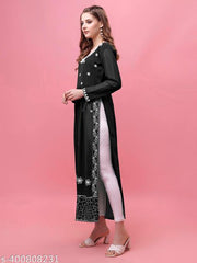 Fabfairy Embroidered A-Line Georgette Kurta