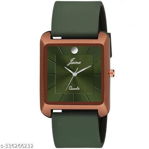 Jainx Square Shape Green Silicone Strap Analog Wrist Watch for Men - JM7170