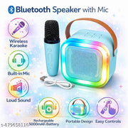 Mini Karaoke Speaker with Wireless Microphone | Bluetooth LED Party Speaker for Kids