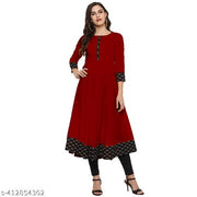 Yova Style Plain Umbrella Frock Design Anarkali Latest Fashion Cotton Kurti Dress For Women Ladies Skirt Top With Black Batik Printed Lace Border Regular Daily Wear Simple Use Branded Kurta