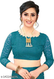 Brasso Net Aqua Blue Saree With Blouse